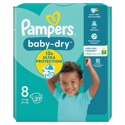 Pampers Baby Dry Nappies Size 8 27pce