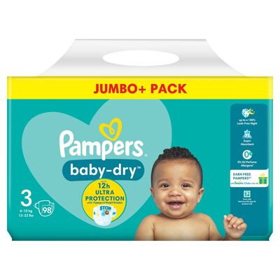 Pampers Baby Dry Size 3 Jumbo 98pce 