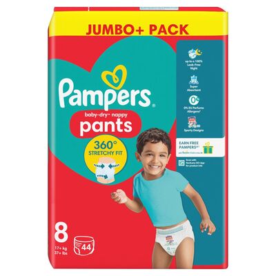 Pampers Baby Dry Pants Size 8 Jumbo 44pce 