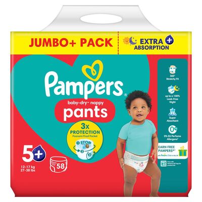 Pampers Baby Dry Nappy Pants Size 5 58pce