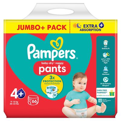 Pampers Baby Dry Nappy Pants Size 4 66pce