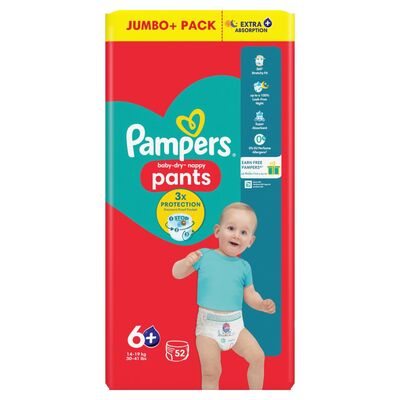 Pampers Baby-Dry Nappy Pants Size 6+ 52pce 