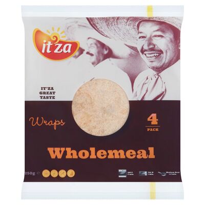 Itza Wholemeal Wraps 4 Pack 250g