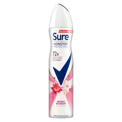 Sure Non Stop 72 Hour Antiperspirant Deodorant Bright Bouquet Spray 250ml