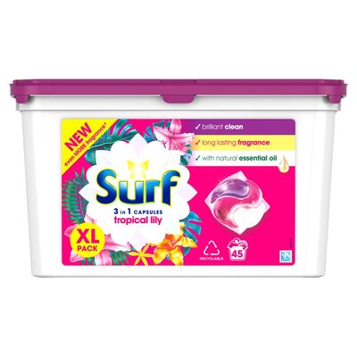 Surf 3 In 1 Capsules Tropical Lily 45pce