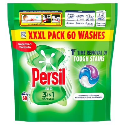 Persil Biological Tough Stains 3In1 Capsules 60 Wash Xxxl Pack 60pce