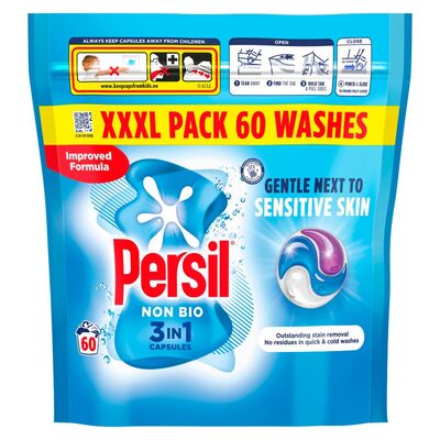 Persil Non Biological Sensitive Skin 3In1 Capsules 60 Wash Xxxl Pack 60pce