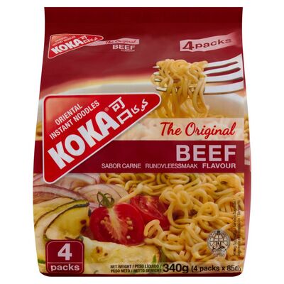 Koka Original Beef Noodles 4 Pack 340g