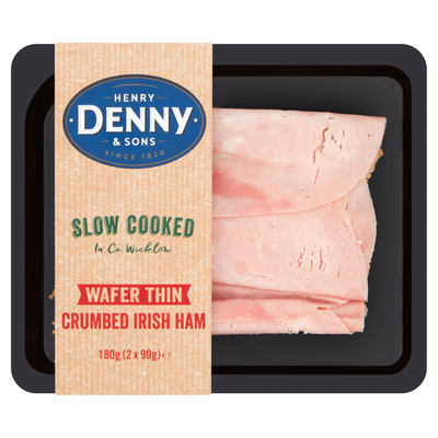 Denny Slow Cooked Wafer Thin Crumbed Irish Ham Slices 2 Pack 180g