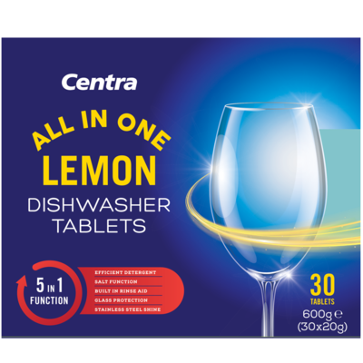 Centra Dishwasher Tablets 5 In 1 Lemon 600g