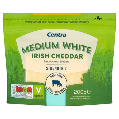 CENTRA CHEDDAR CHEESE WHITE 200G