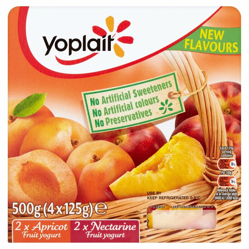 Yoplait Apricot & Nectarine Fruit Yogurt 4 x 125g (500g)