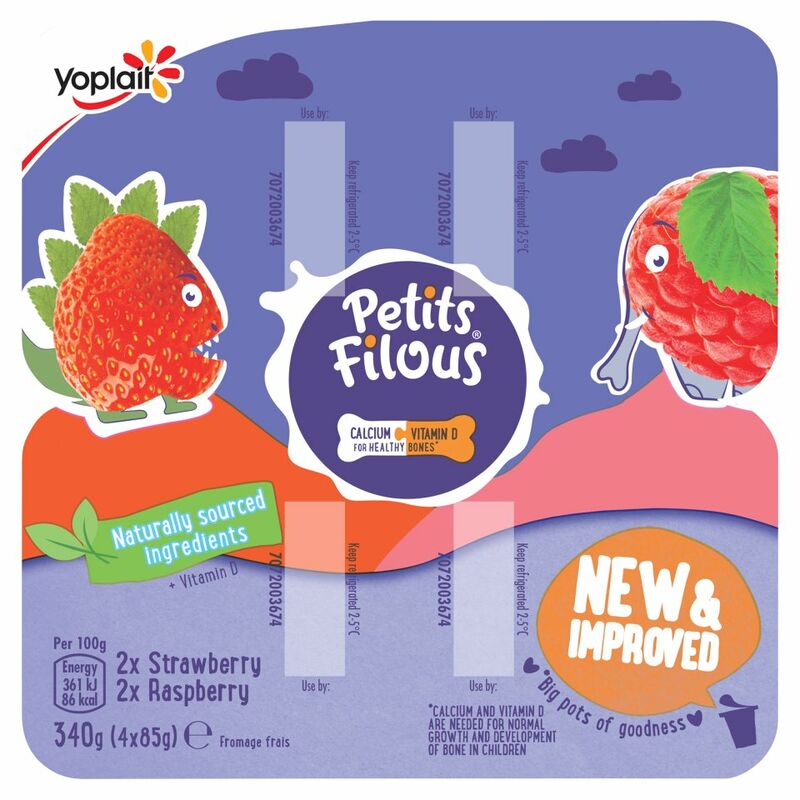 Petits Filous Big Pots Strawberry and Raspberry Fromage Frais 4 x 85g (340g)