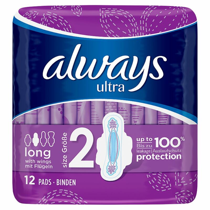 Always Ultra Long (Size 2) Sanitary Towels Wings 12 Pads