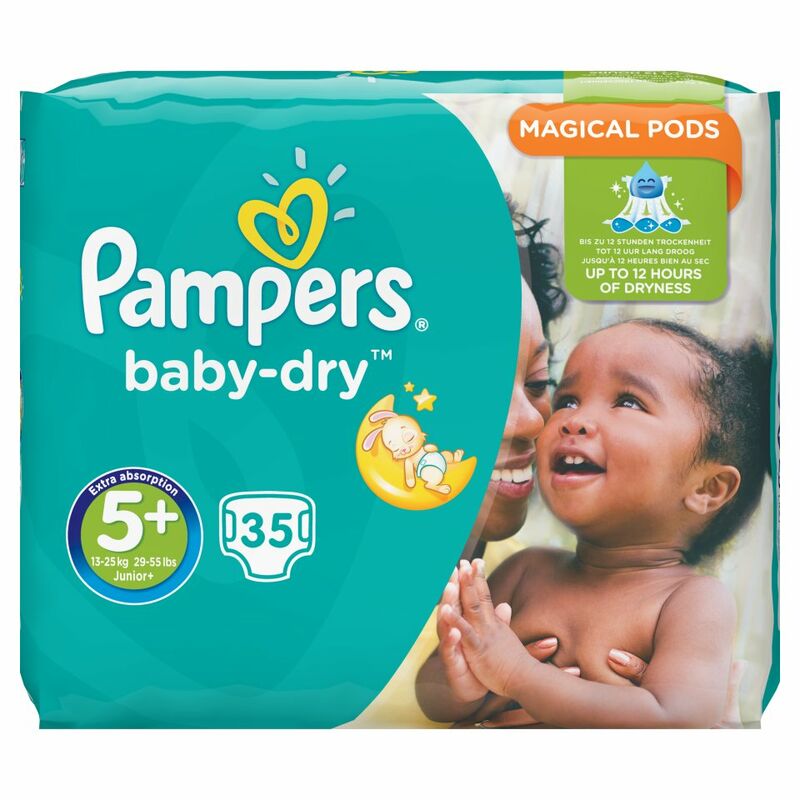 Pampers BabyDry Size 5+ Junior Plus Nappies 35pce Centra