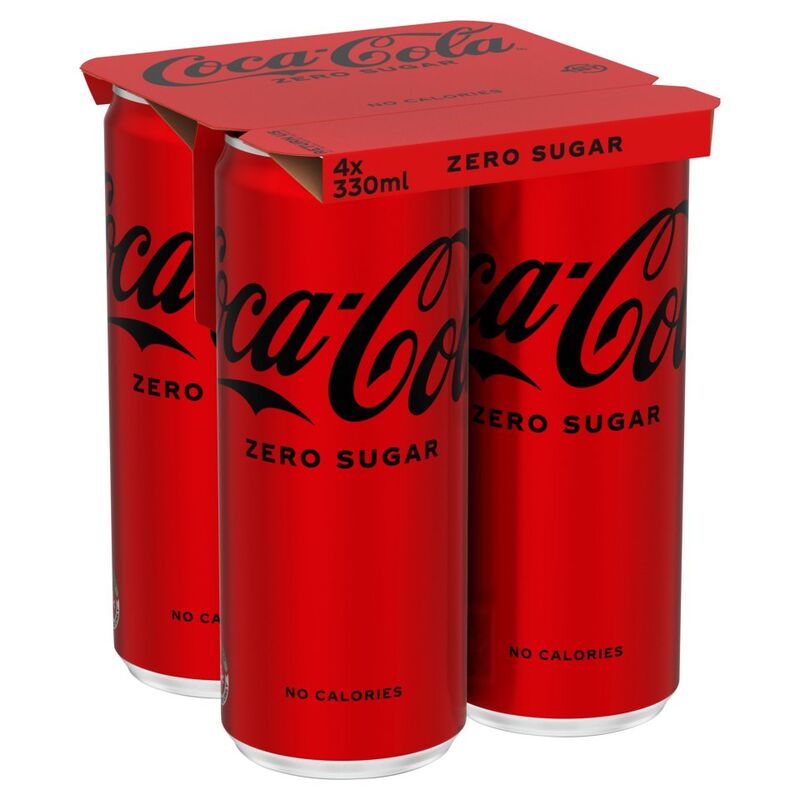 Coca Cola Zero Sugar Can Pack 4 X 330ml Centra