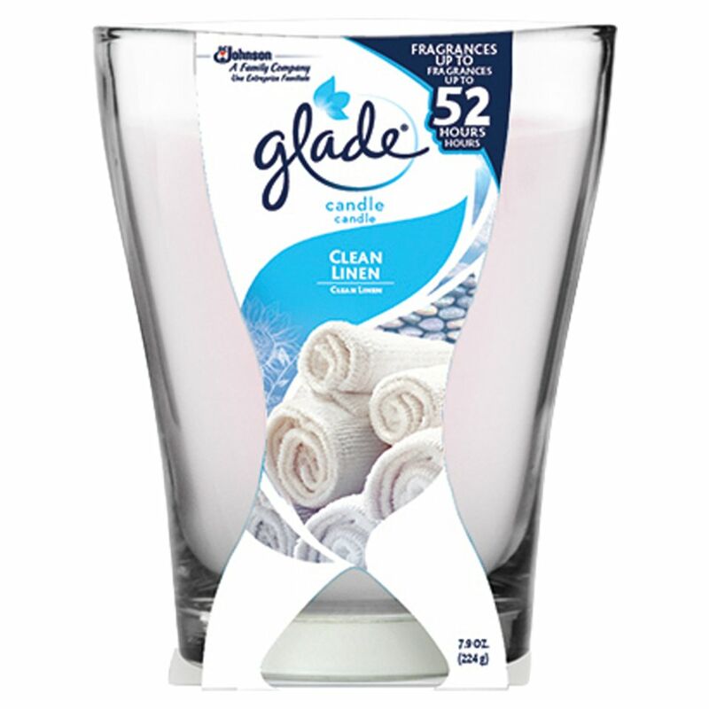 Glade Clean Linen Large Scented Candle Air Freshener 224g Glade Clean Linen Large Scented Candle Air Freshener 224g