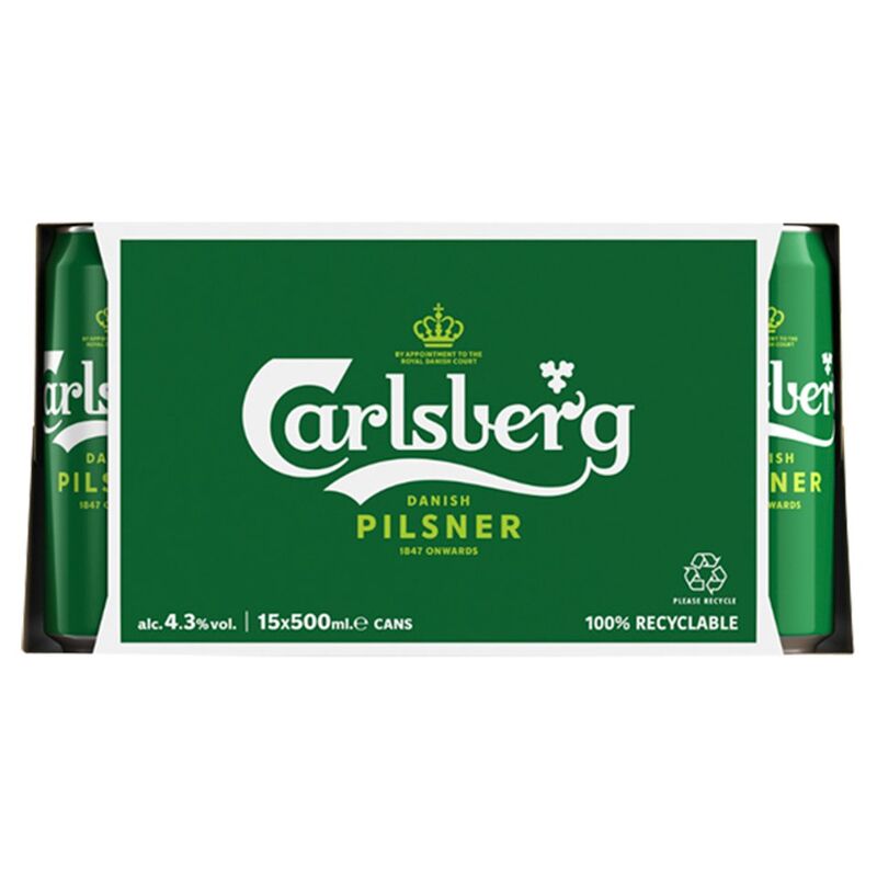 Carlsberg Danish Pilsner Lager Beer 15 x 500ml Can
