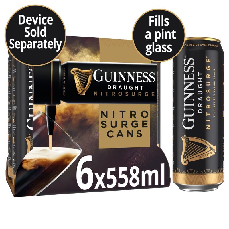 Guinness Draught Nitrosurge Stout Beer 6x558ml Can