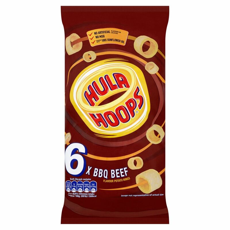 Hula Hoops BBQ Beef Flavour Potato Rings 6 x 24g