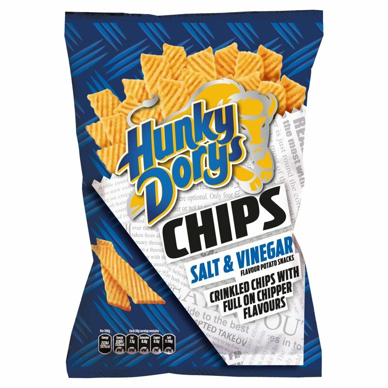 Hunky Dorys Chips Salt & Vinegar Flavour Potato Snacks 125g
