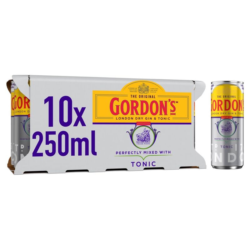 Gordon's London Dry Gin & Tonic Mixed Drink 10x250ml Can