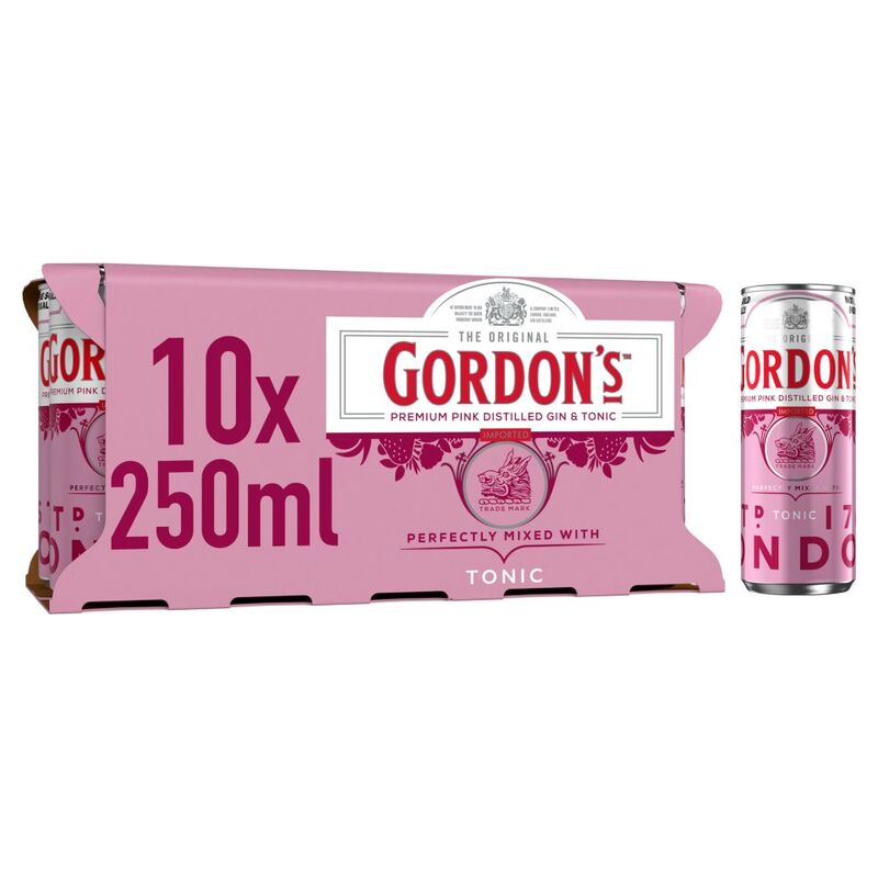 Gordon's Pink Gin & Tonic Mixed Drink 10x250ml Can