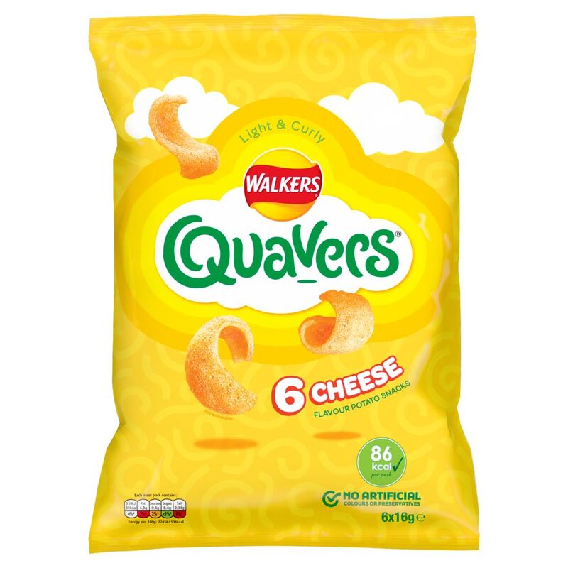 Walkers Quavers Cheese Multipack Snacks 6x16g