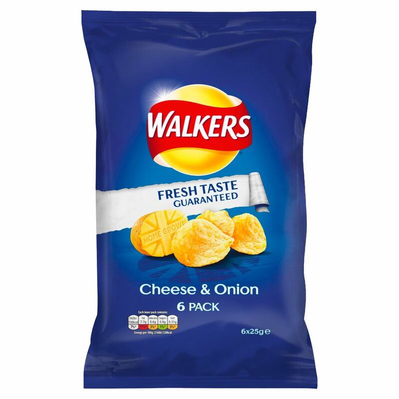 Walkers Cheese & Onion Crisps 6x25g