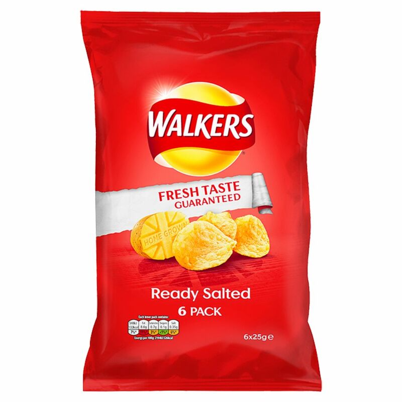 Walkers Ready Salted Crisps 6x25g