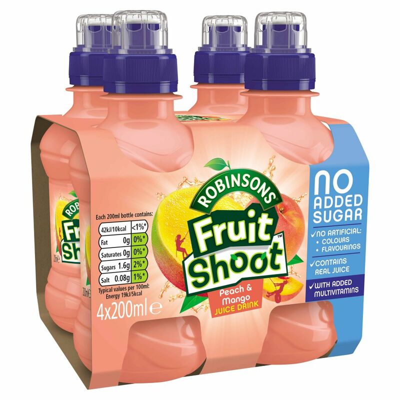 Robinsons Fruit Shoot Peach & Mango Juice Drink 4 x 200ml Robinsons Fruit Shoot Peach & Mango Juice Drink 4 x 200ml