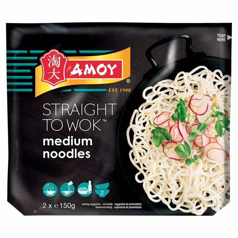 Amoy Straight to Wok Medium Noodles 2 x 150g
