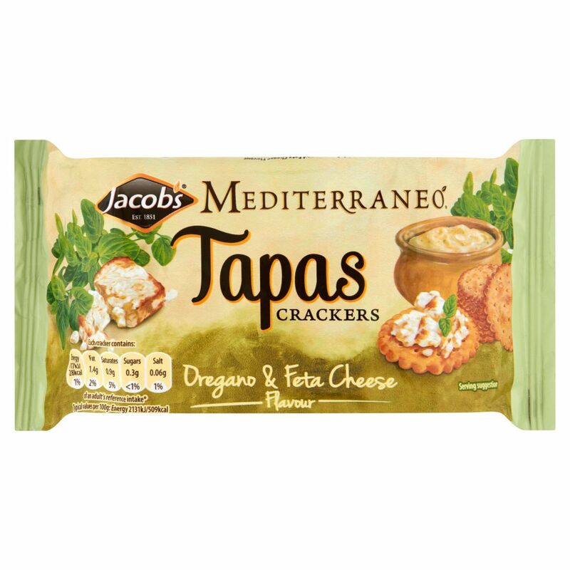 Jacob's Mediterraneo Tapas Crackers Oregano & Feta Cheese Flavour 105g