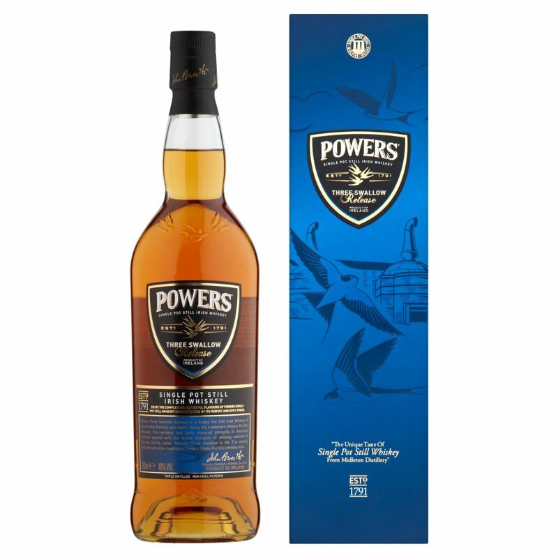 Powers Three Swallow Release Single Pot Still Irish Whiskey 700ml