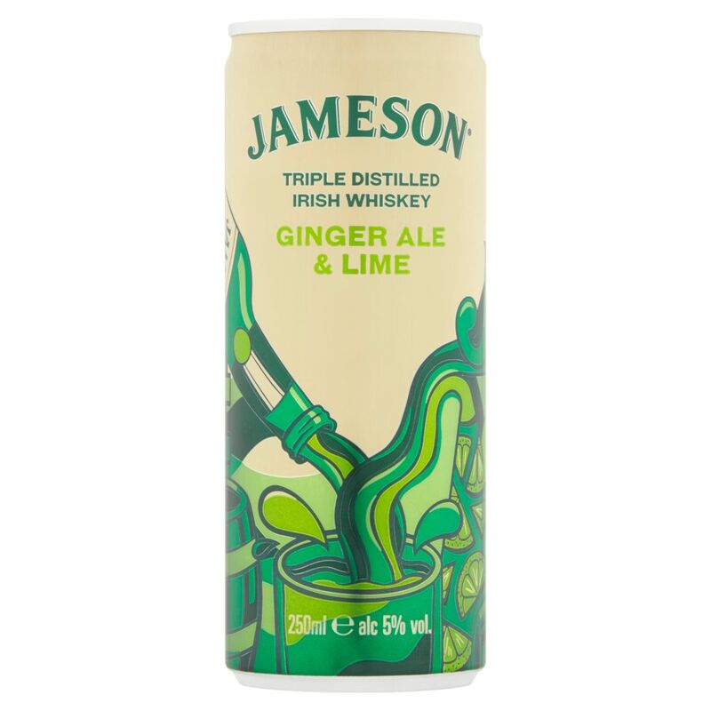 Jameson Triple Distilled Irish Whiskey Ginger Ale & Lime 250ml