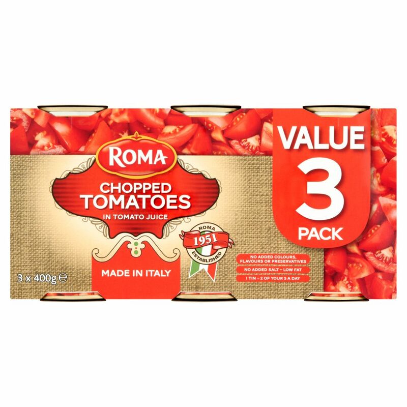 Roma Chopped Tomatoes in Tomato Juice 3 x 400g Roma Chopped Tomatoes in Tomato Juice 3 x 400g
