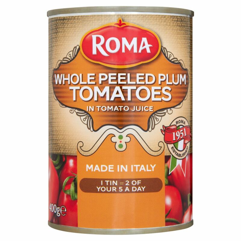 Roma Whole Peeled Plum Tomatoes in Tomato Juice 400g Roma Whole Peeled Plum Tomatoes in Tomato Juice 400g