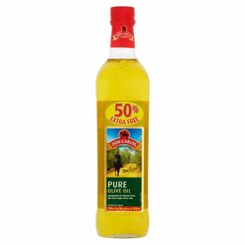 Don Carlos Finest Pure Olive Oil 750ml + 50% Extra Free Don Carlos Finest Pure Olive Oil 750ml + 50% Extra Free
