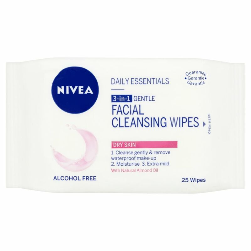 NIVEA® Daily Essentials 3-in-1 Gentle Facial Cleansing Wipes Dry Skin 25 Wipes NIVEA® Daily Essentials 3-in-1 Gentle Facial Cleansing Wipes Dry Skin 25 Wipes