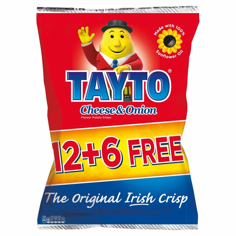 Tayto Cheese & Onion Flavour Potato Chips 18 x 25g Tayto Cheese & Onion Flavour Potato Chips 18 x 25g