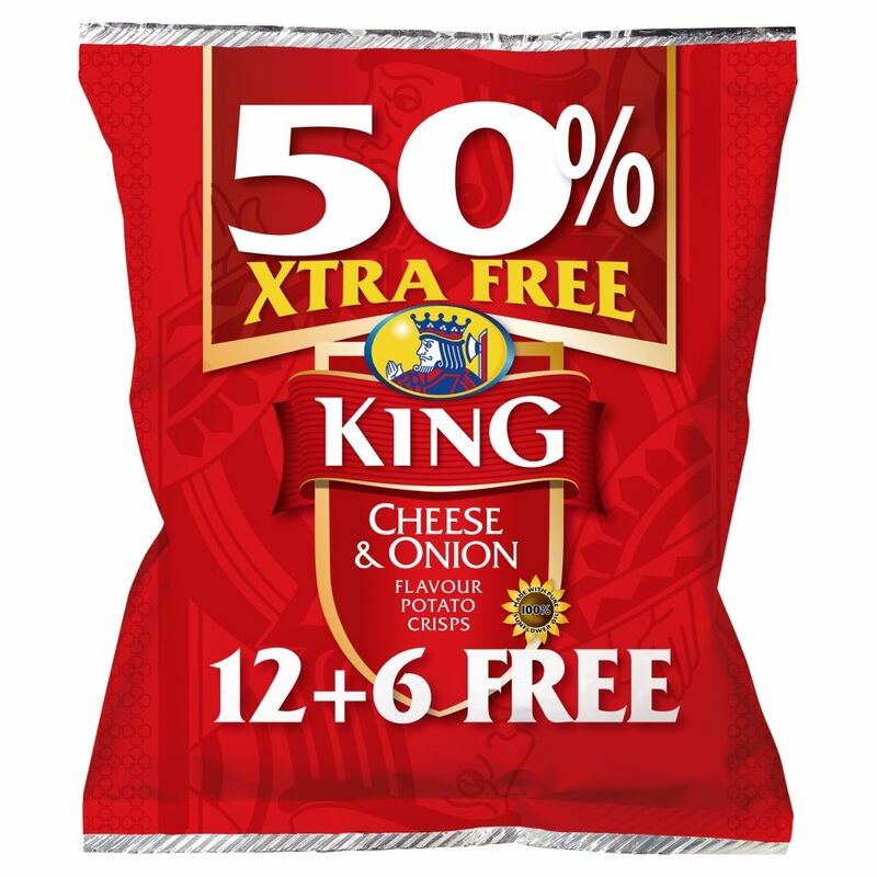 King Cheese & Onion Flavour Potato Crisps 18 x 25g