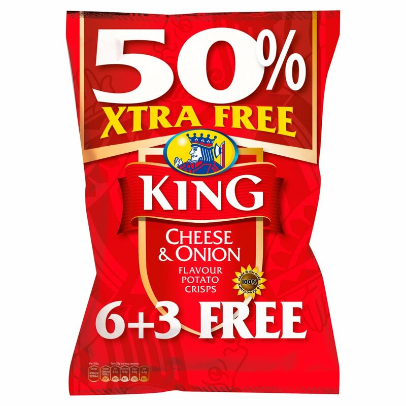 King Cheese & Onion Flavour Potato Crisps 9 x 25g