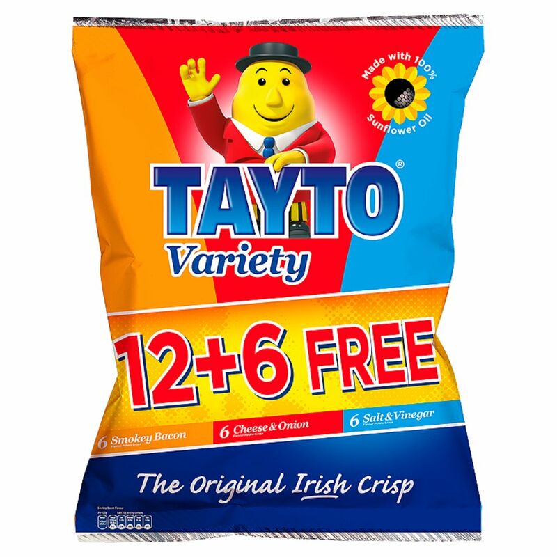 Tayto Variety Flavour Potato Crisps 18 x 25g