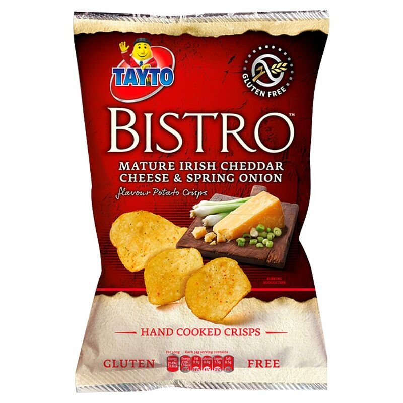 Tayto Bistro Mature Irish Cheddar Cheese & Spring Onion Flavour Potato Crisps 135g Tayto Bistro Mature Irish Cheddar Cheese & Spring Onion Flavour Potato Crisps 135g