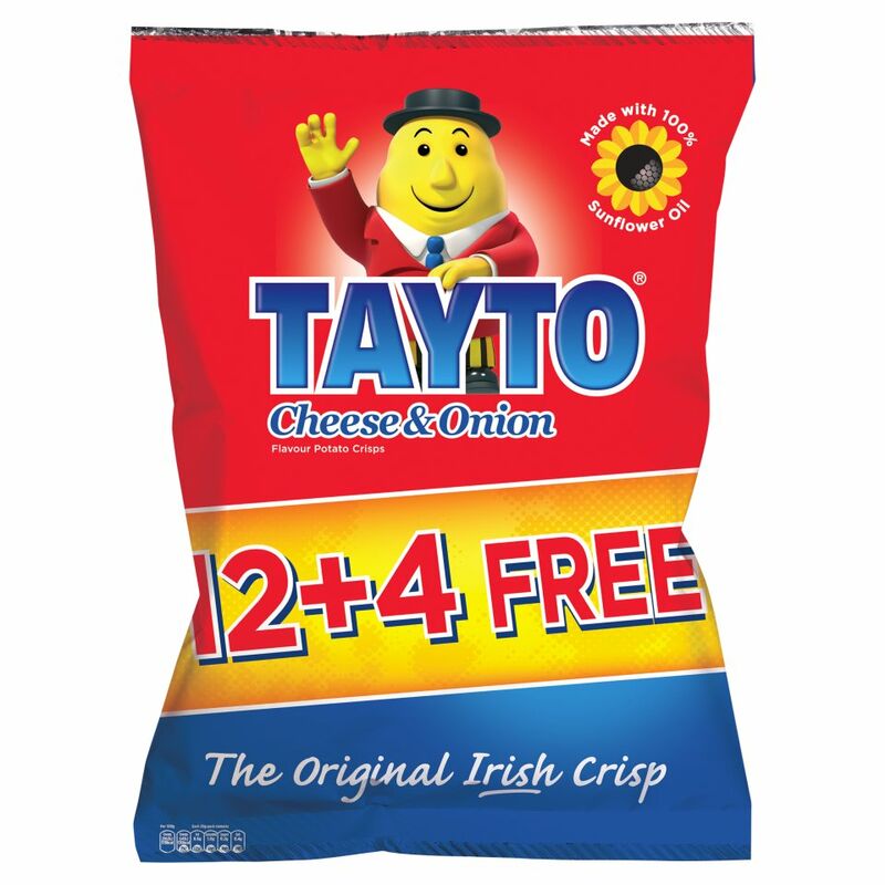 Tayto Cheese & Onion Flavour Potato Crisps 16 x 25g