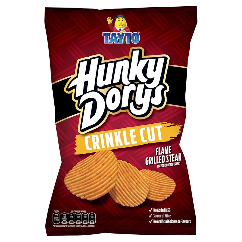 Tayto Hunky Dorys Crinkle Cut Flame Grilled Steak Flavour Potato Crisps 135g