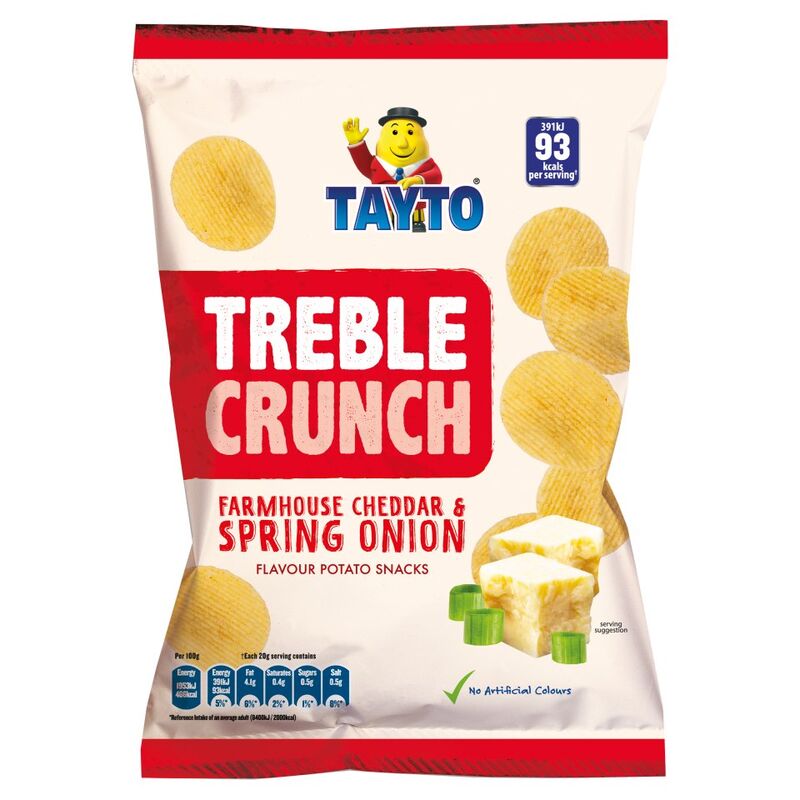 Tayto Treble Crunch Farmhouse Cheddar & Spring Onion Flavour Potato Snacks 100g