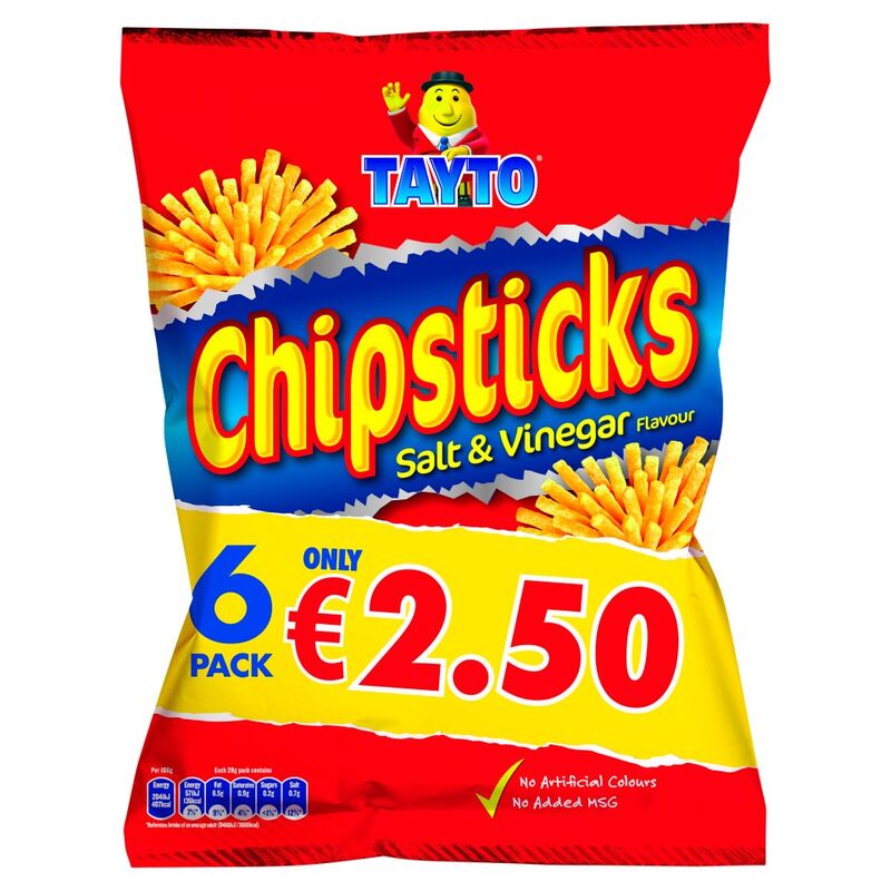 Tayto Chipsticks Salt & Vinegar Flavour 6 x 28g