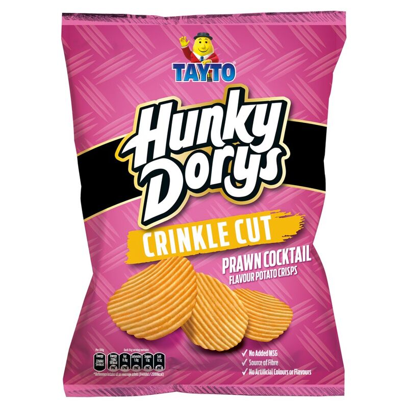 Tayto Hunky Dorys Crinkle Cut Prawn Cocktail Flavour Potato Crisps 135g