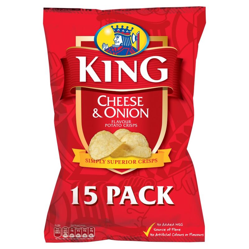 King Cheese & Onion Flavour Potato Crisps 15 x 25g